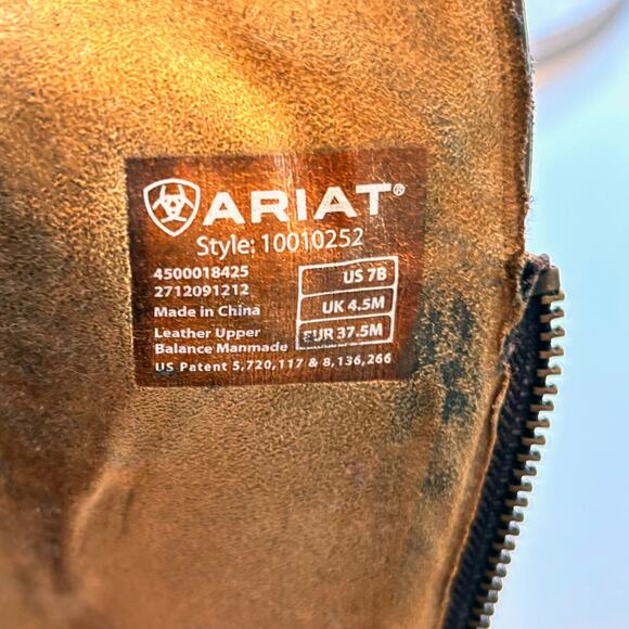 Ariat Hacienda Women's Brown Knee High Leather Inlay Snip Toe Boots Size 7 B 7B - Picture 11 of 13